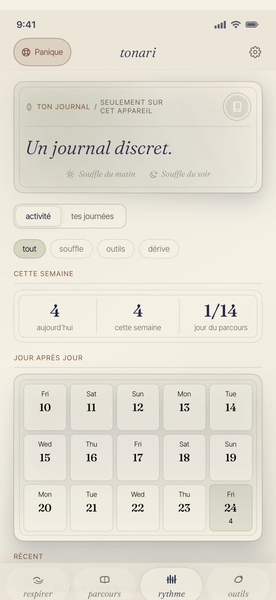 Un journal privé et paisible